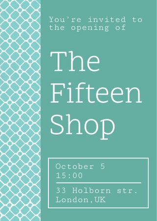 Shop opening announcement in blue Invitation Design Template