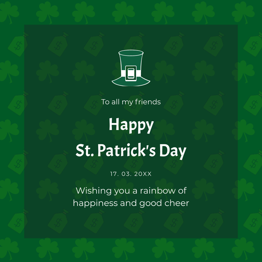 Ontwerpsjabloon van Instagram van Congratulations on Patrick's Day on Green
