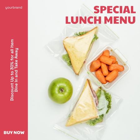 Lunch Menu with Sandwiches Instagram Design Template