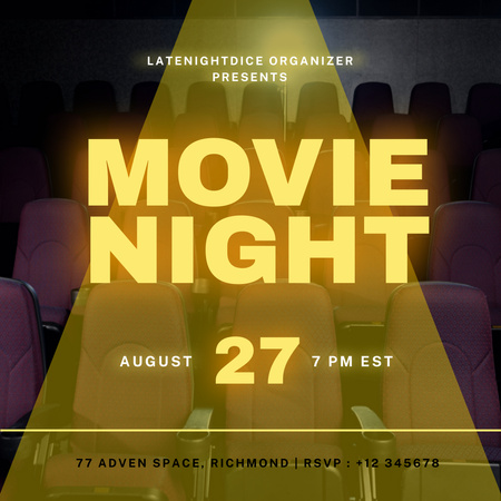 Movie Night Invitation with Spotlight Instagram Design Template