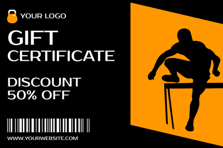 Silhouette of Man Running Hurdle Gift Certificate Design Template
