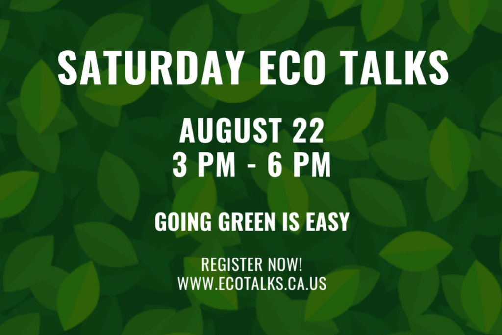 Ecological Event Ad with Green Leaves Texture Flyer 4x6in Horizontal Design Template