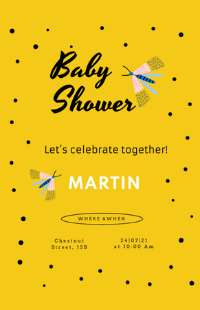 Designvorlage Joyous Baby Shower Celebration Announcement In Yellow für Invitation 5.5x8.5in