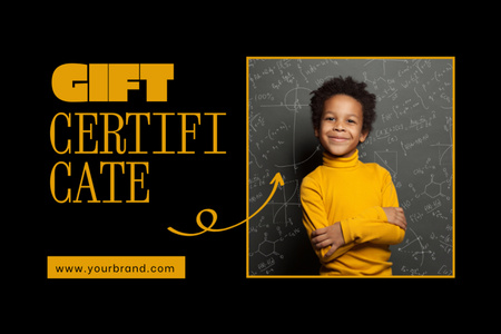 School-Bound Discount Ad on Black Gift Certificate Modelo de Design