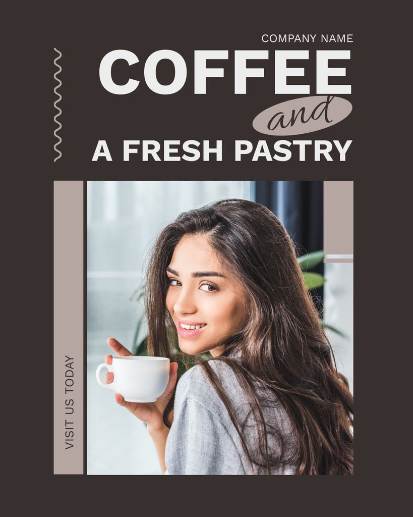 Today Promo For Coffee Drink And Pastry Instagram Post Vertical Modelo de Design