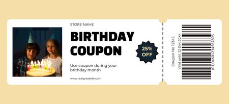 Birthday Discount Voucher for Kids Coupon 3.75x8.25in Design Template