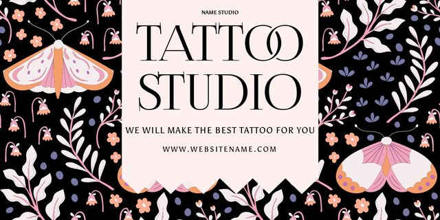 Plantilla de diseño de Botanical Pattern And Tattoos In Studio Offer Twitter 