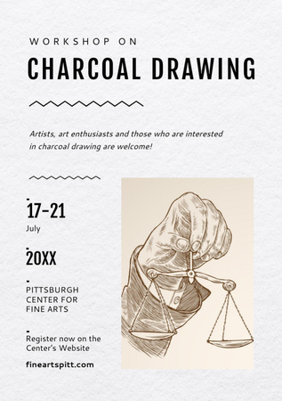Drawing Workshop Announcement with Sketch Flyer A7 Design Template