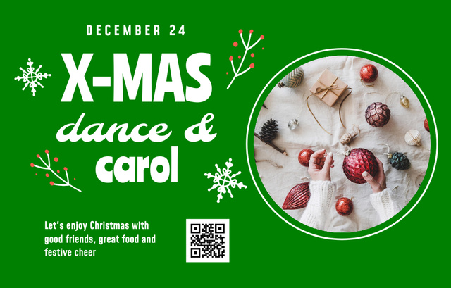Christmas Celebration With Dancing And Carol Invitation 4.6x7.2in Horizontal tervezősablon