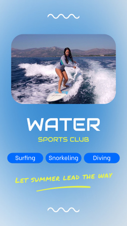 Szablon projektu Przygodowy klub sportów wodnych z promocją surfingu Instagram Video Story