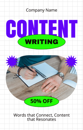 Innovative Content Writing At Half Price Offer With Notebook IGTV Cover Design Template