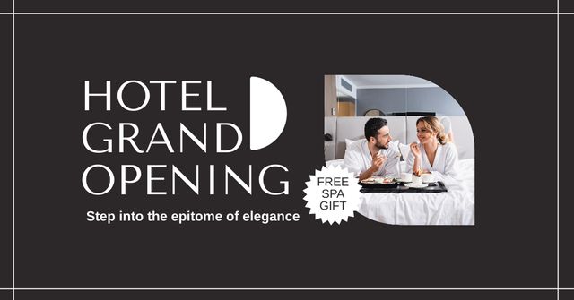 Elegant Hotel Grand Opening With Spa Gift Facebook AD Modelo de Design