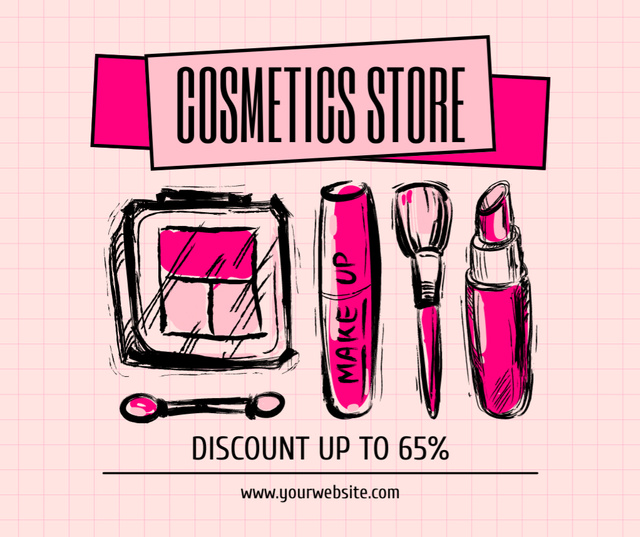 Designvorlage Sweet Pink Collection of Cosmetics für Facebook