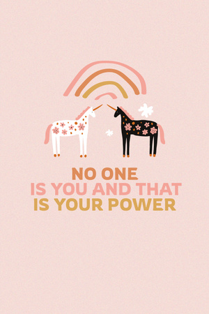 Girl Power Inspiration with Cute Unicorns Pinterest Design Template