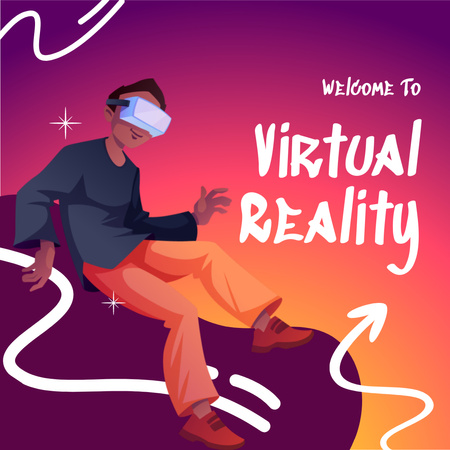 Virtual Reality Game Club Ad with Guy Instagram Design Template