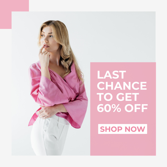 Last Fashion Sale Offer With Pink Shirt Instagram Design Template