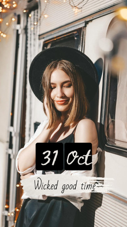 Halloween Inspiration with Cute Girl Instagram Story Design Template