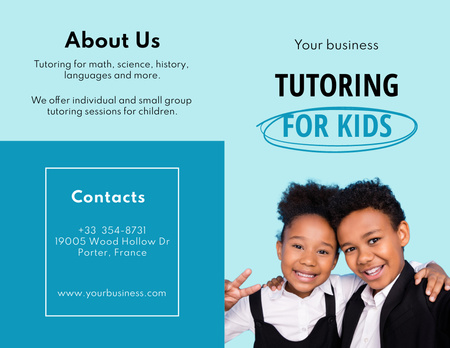 Tutor Services Offer with smiling Kids Brochure 8.5x11in Bi-fold Design Template