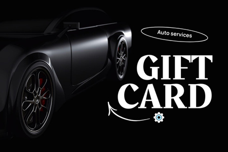Auto Services Ad with Modern Black Car Gift Certificate Design Template