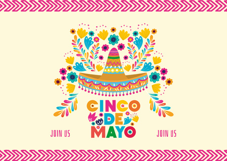 Cinco De Mayo Colorful Ornament Card Design Template