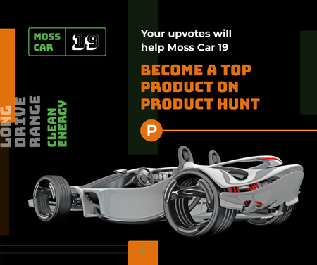Designvorlage Product Hunt Launch Ad Sports Car für Facebook
