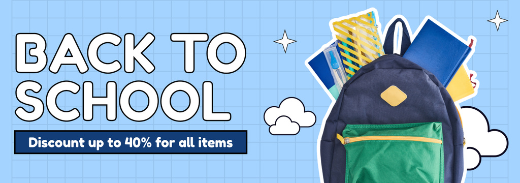 Ontwerpsjabloon van Tumblr van Discount on All School Items with Stylish Backpack