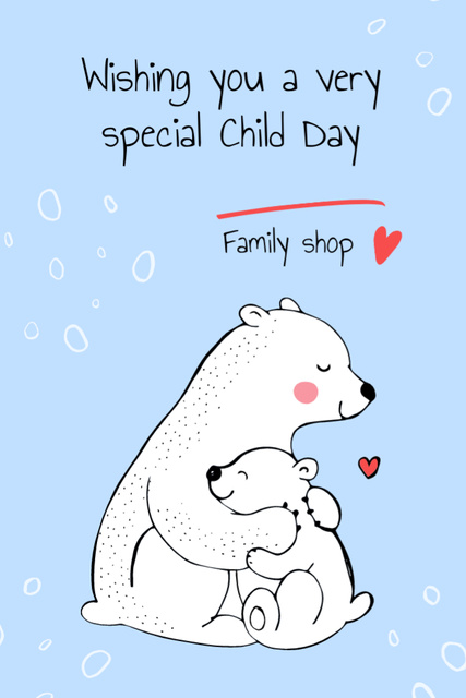 Mother Bear Hugging Her Baby Postcard 4x6in Verticalデザインテンプレート