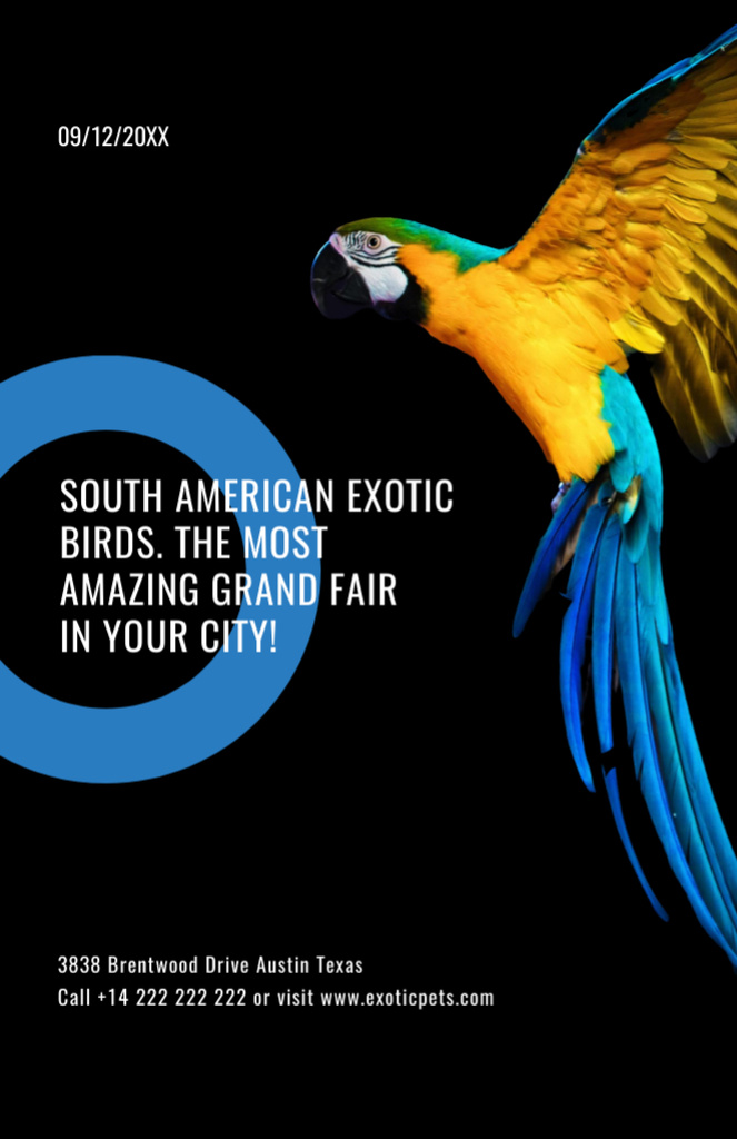 Ontwerpsjabloon van Invitation 5.5x8.5in van Exotic Birds Fair Blue Macaw Parrot