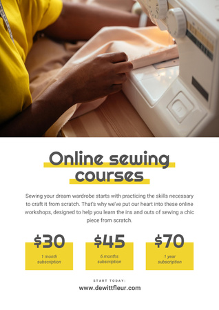 Ontwerpsjabloon van Poster van Online Sewing courses Annoucement