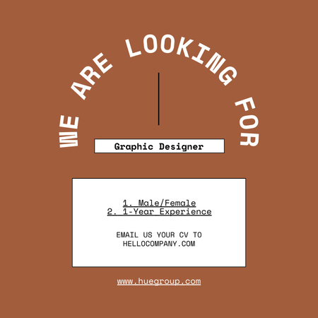 Designvorlage Auf der Suche nach Grafikdesigner braun für Instagram