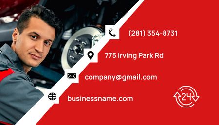 Anúncio de serviço de reparação automóvel Business Card US Modelo de Design
