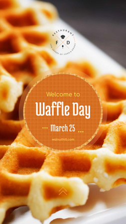 Hot delicious waffles on Waffle Day Instagram Story tervezősablon