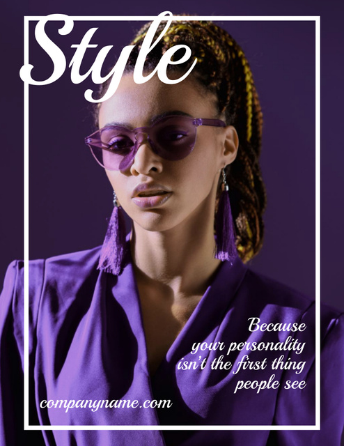 Beautiful Stylish Woman in Purple Sunglasses Poster 8.5x11inデザインテンプレート