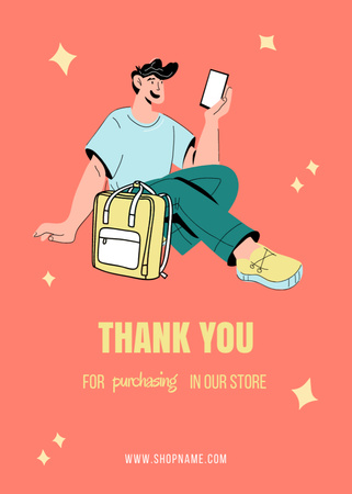 Modèle de visuel Back to School And Thank You For Purchase With Illustration In Red - Postcard 5x7in Vertical