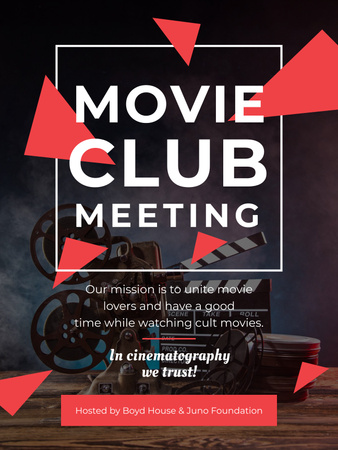 Movie Club Meeting Vintage Projector Poster 36x48in Design Template