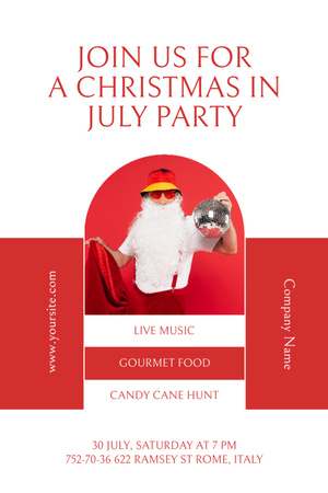 Heartfelt Christmas Party in July with Merry Santa Claus Flyer 4x6in Design Template