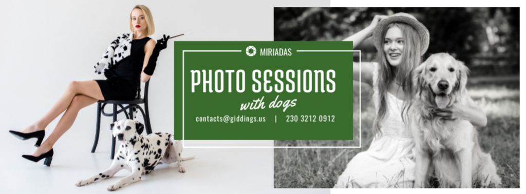 Photo Session Offer Girls with Dogs Facebook cover Tasarım Şablonu