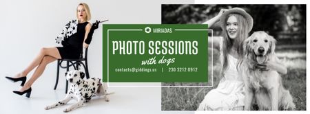 Photo Session Offer Girls with Dogs Facebook cover Design Template