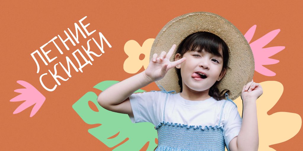 Summer Sale Ad with Cute Little Girl Twitter Tasarım Şablonu