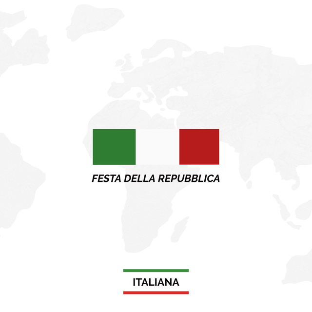 Ontwerpsjabloon van Instagram van Festa Della Repubblica Celebration Announcement with Flag and grey World Map