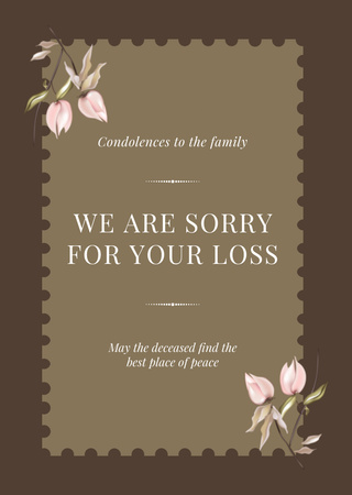 Ontwerpsjabloon van Postcard A6 Vertical van Diepste condoleanceberichten over Death Brown