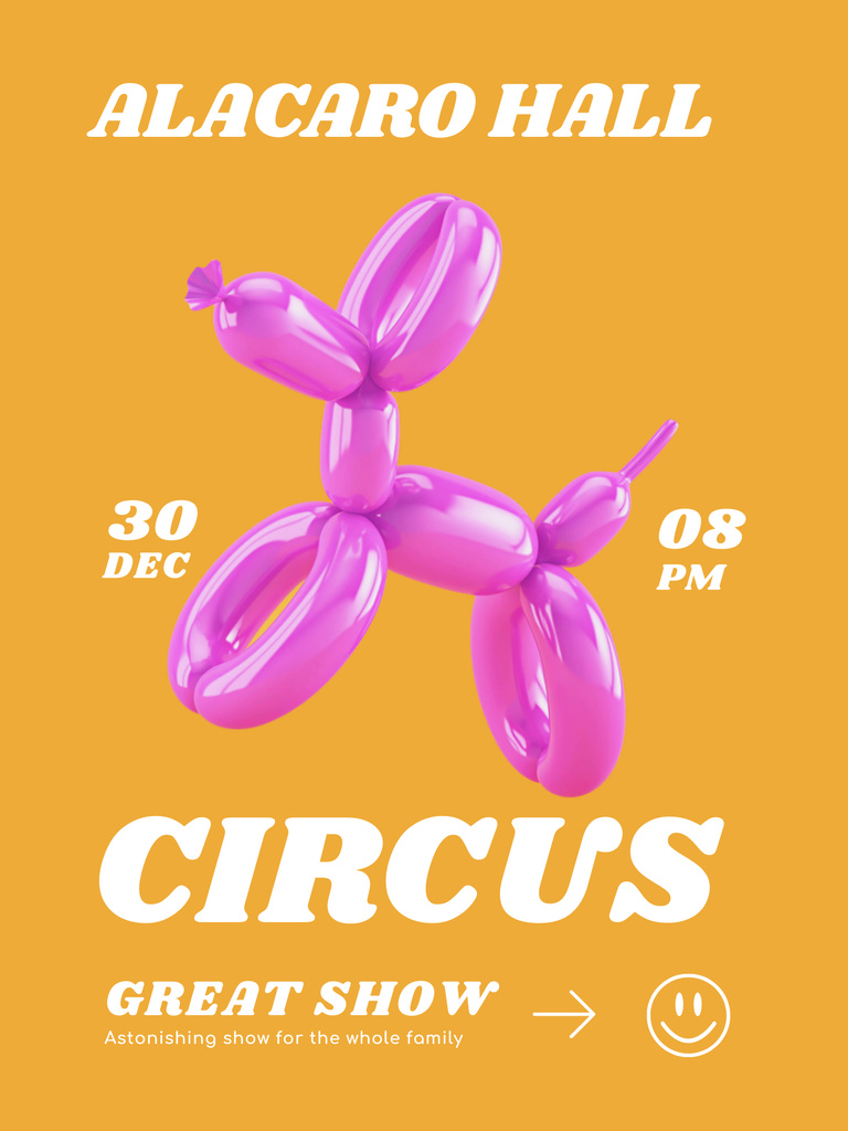 Circus Show Announcement with Inflatable Dog Poster US Tasarım Şablonu