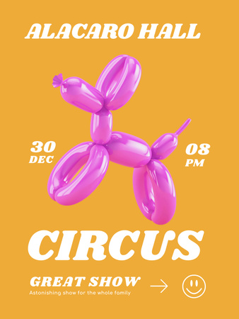 Designvorlage Zirkusshow-Ankündigung mit aufblasbarem Hund für Poster US