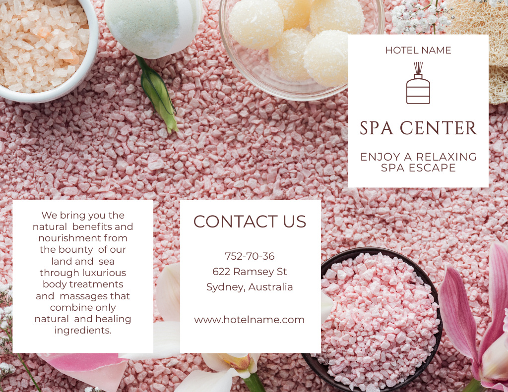 Spa Service Offer with Aromatic Salts Brochure 8.5x11in – шаблон для дизайну