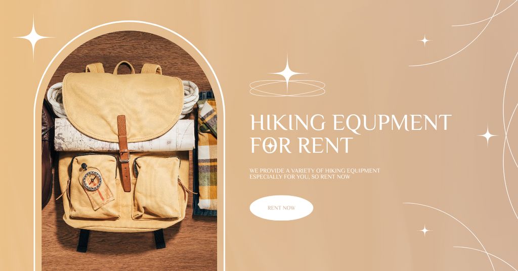 Designvorlage Hiking Equipment For Rent  für Facebook AD