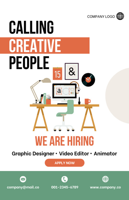 Creative People Are Being Hired for Marketing Work Flyer 5.5x8.5in Šablona návrhu