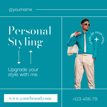 Personal Styling Consultation for Men on Blue Instagram Design Template