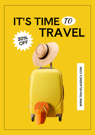 Sale Offer by Travel Agency on Yellow Poster Πρότυπο σχεδίασης
