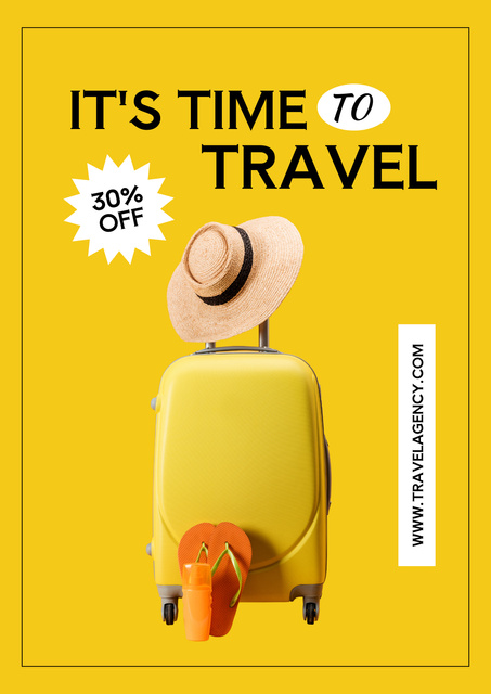Sale Offer by Travel Agency on Yellow Poster – шаблон для дизайну
