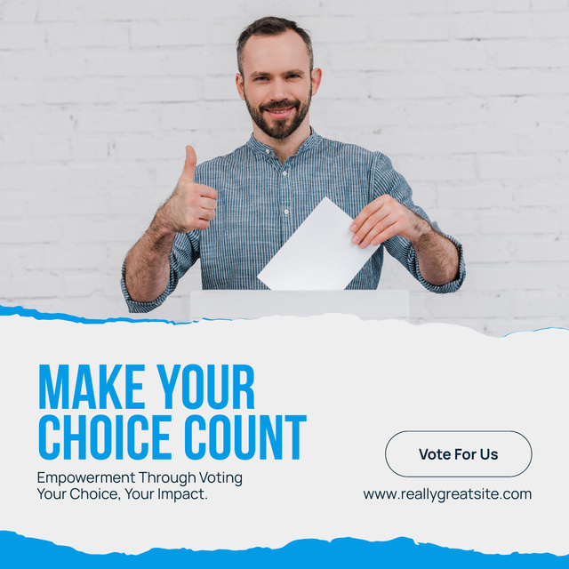 Young Man Making Choice at Voting Instagram Design Template